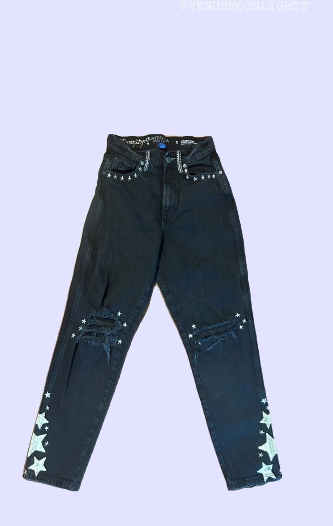 Arizona Hi Rise Curvy Mom Jean with Hand Bleached Star Design
