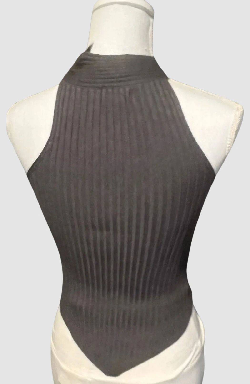 The Doreen Woven Ribbed Tank with Necktie detail by ITOO