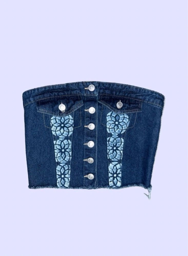 mandala-muse-denim-tube-top-hand-bleached Button up Women
