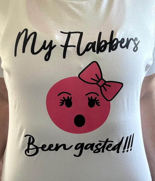my-flabbers-been-gasted-graphic-pink-emoji-t-shirt-fundraiser-for-tourette-association-of-america-lashes front white tee