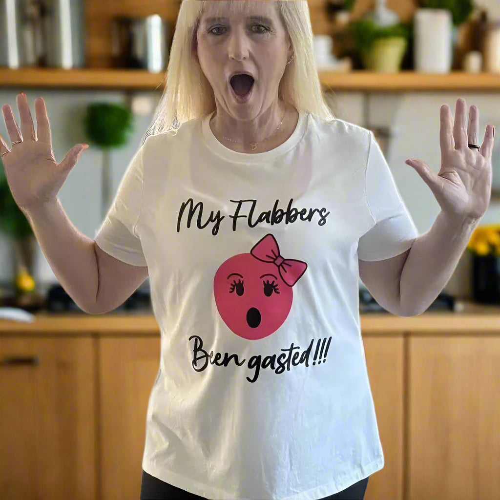 my-flabbers-been-gasted-graphic-pink-emoji-t-shirt-fundraiser-for-tourette-association-of-america-lashes front white tee front model