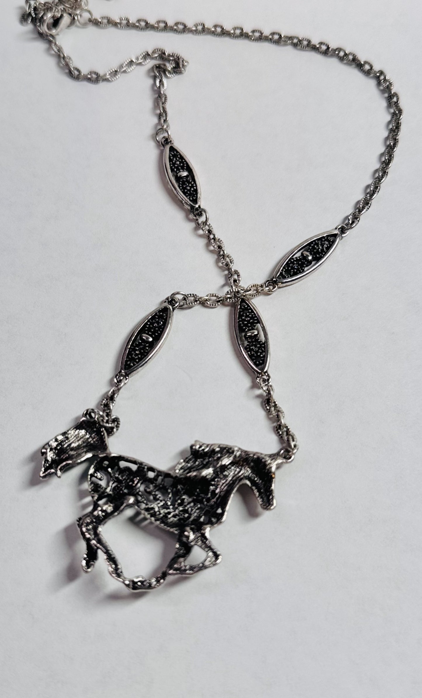 Enchanted Gallop Filigree Horse Necklace