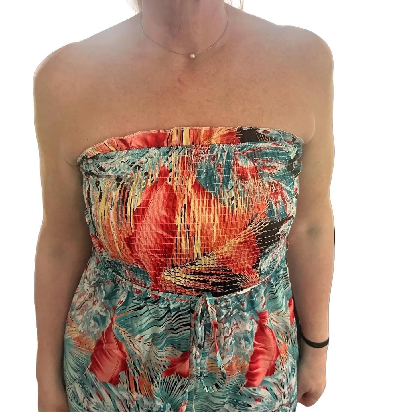 Palm Paradisio Strapless Jumpsuit