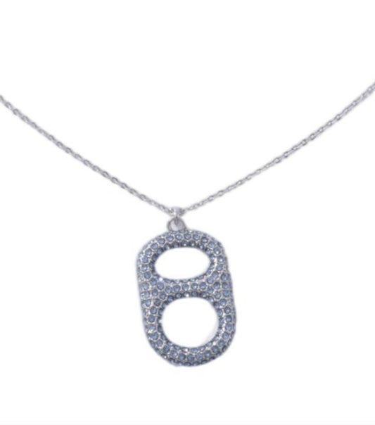 Luxe Cornflower Blue and Palladium (Silver) Pop Tab Floating Pendant Necklace by Tab~ulous™