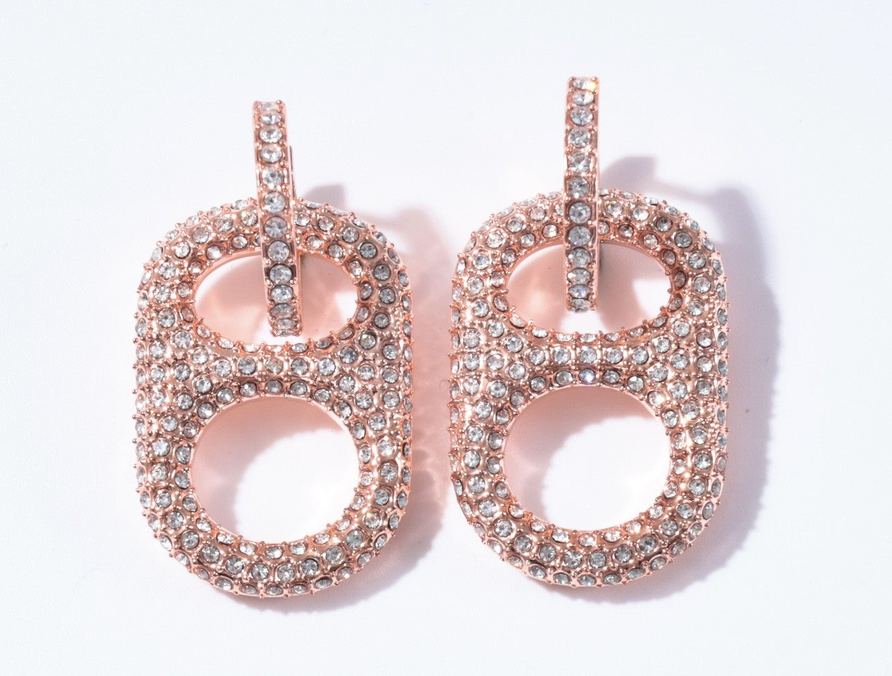 Luxe Rose Crush Floating Poptab Earrings front view with rhinestones