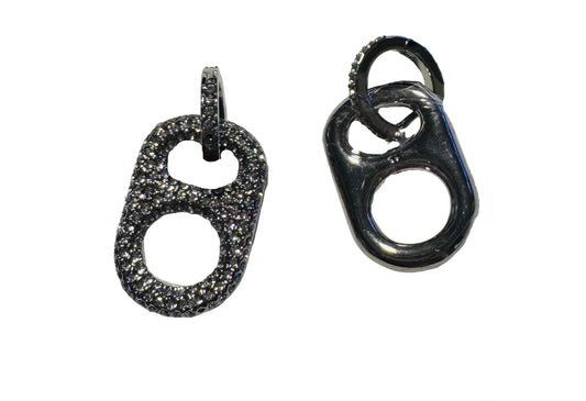 • Front view of Luxe Silver Crush Floating Poptab Earrings with rhinestones