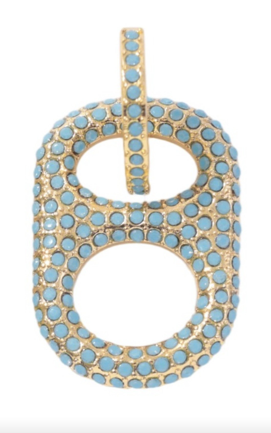 Luxe 18K Gold with Turquoise Stones Pop Tab Huggie Hoop Earrings by Tab~ulous™