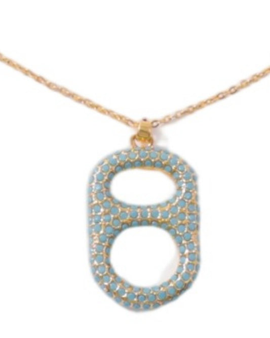 Luxe Turquoise and 18K Gold Pop Tab Floating Pendant Necklace by Tab~ulous™