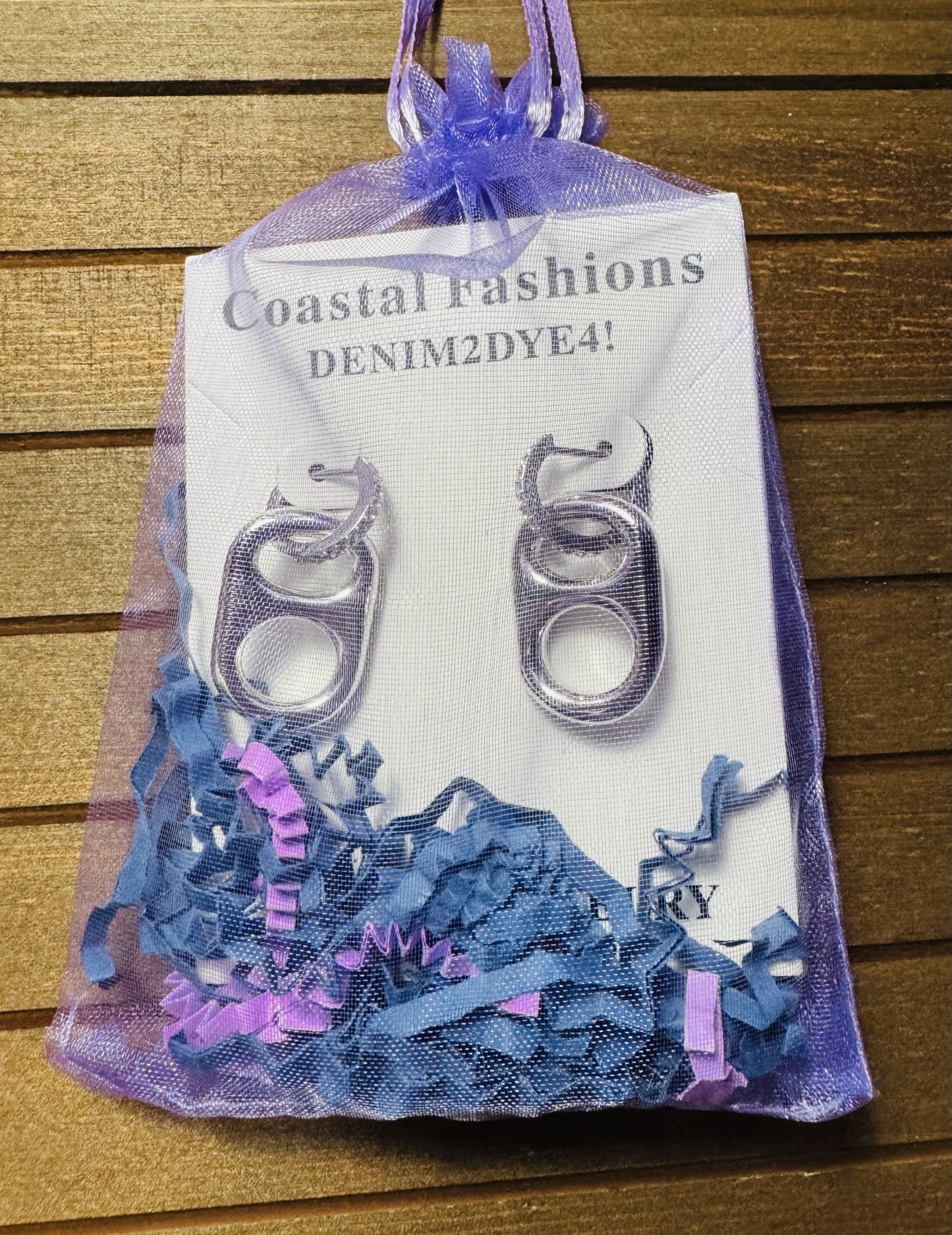 Classic Poptab and Rhinestone Huggie Silver Hoop Earrings Jewelry bag