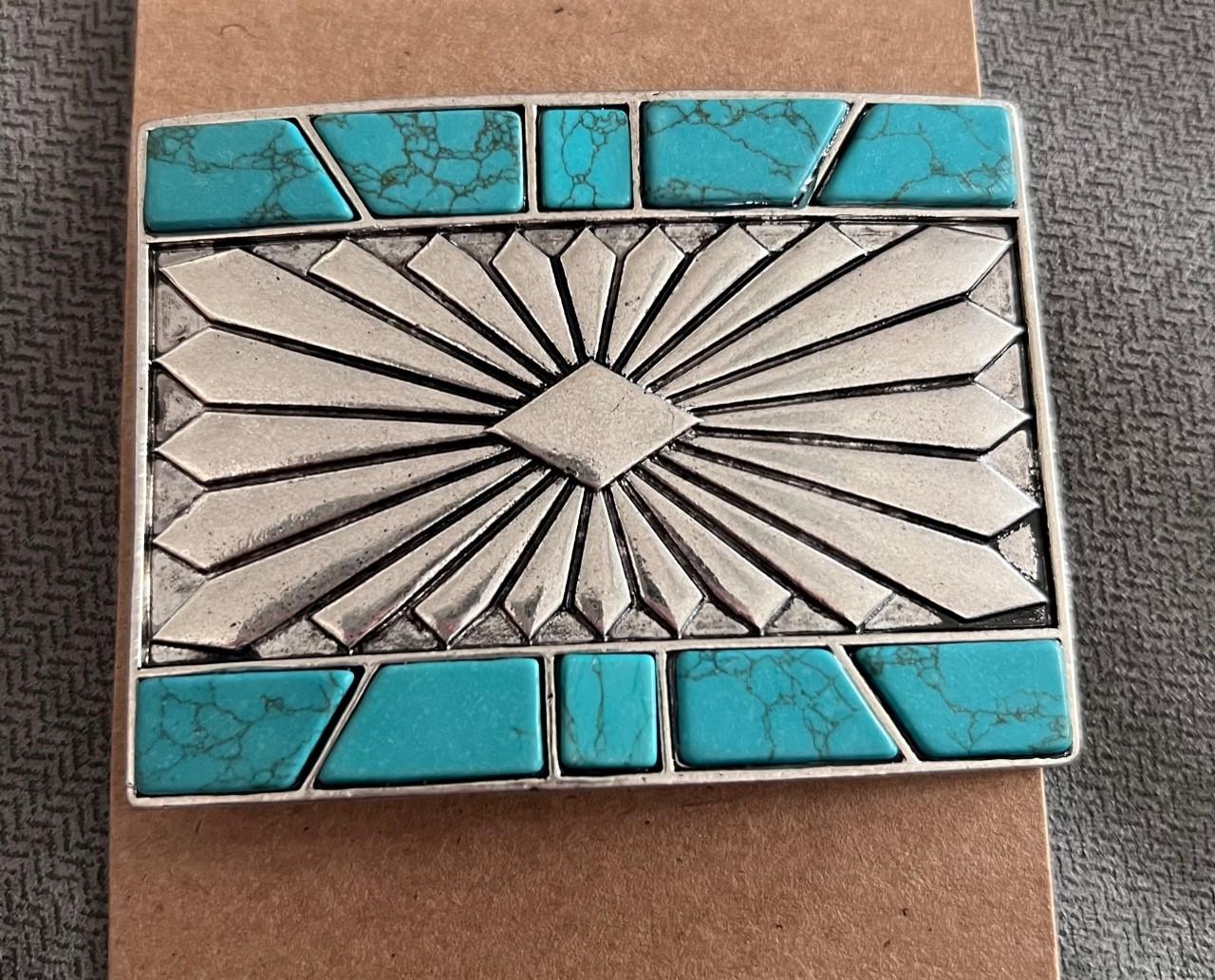 Desert Mirage Turquoise Blue Belt Buckle