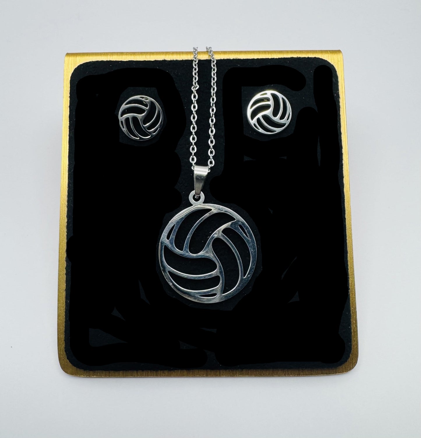 Coastal Serve Volleyball Pendant & Hoop Set – Silver or Gold Finish