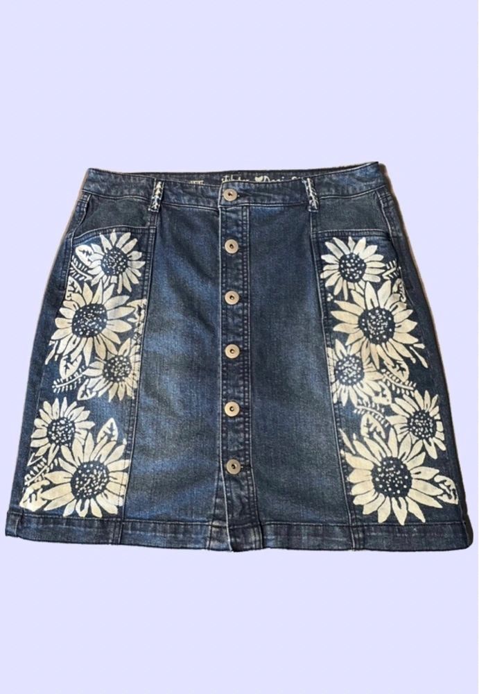 HAND BLEACHED DENIM SKIRTS - NEW