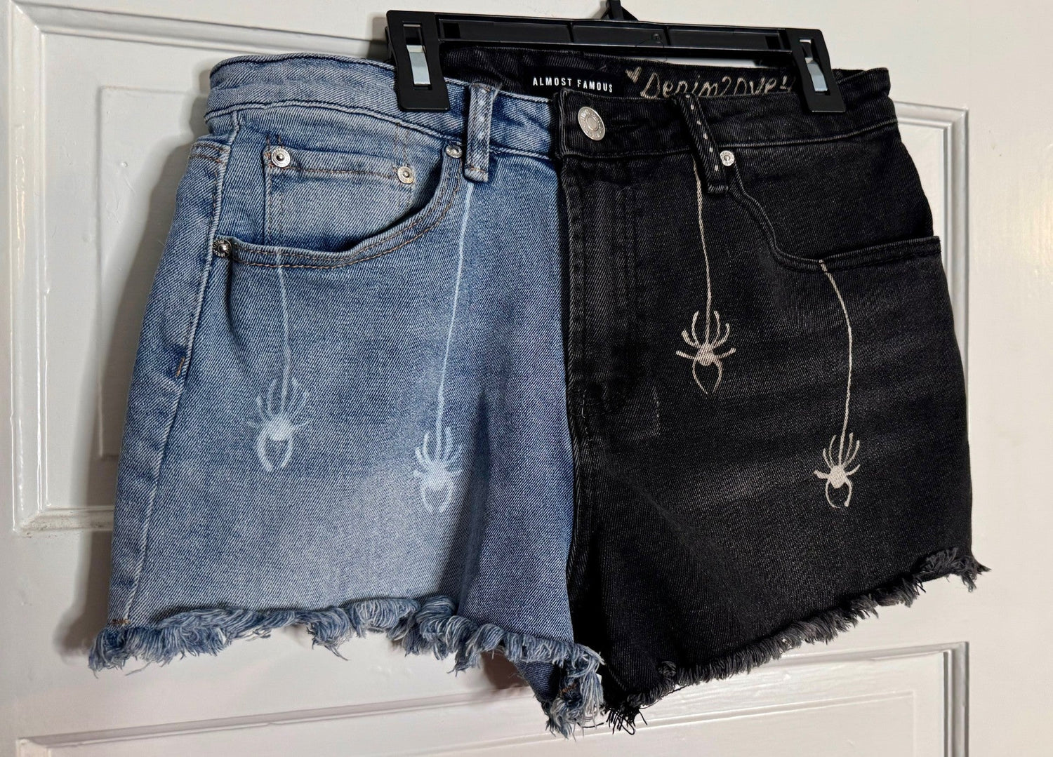 HAND-BLEACHED DENIM SHORTS - REPURPOSED