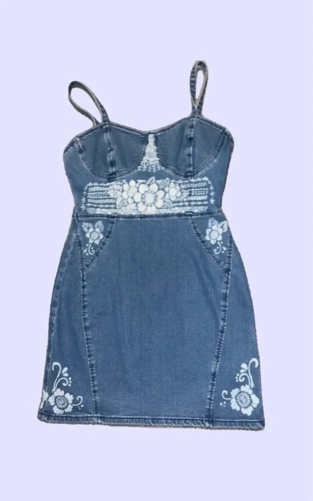HAND BLEACHED DENIM DRESSES