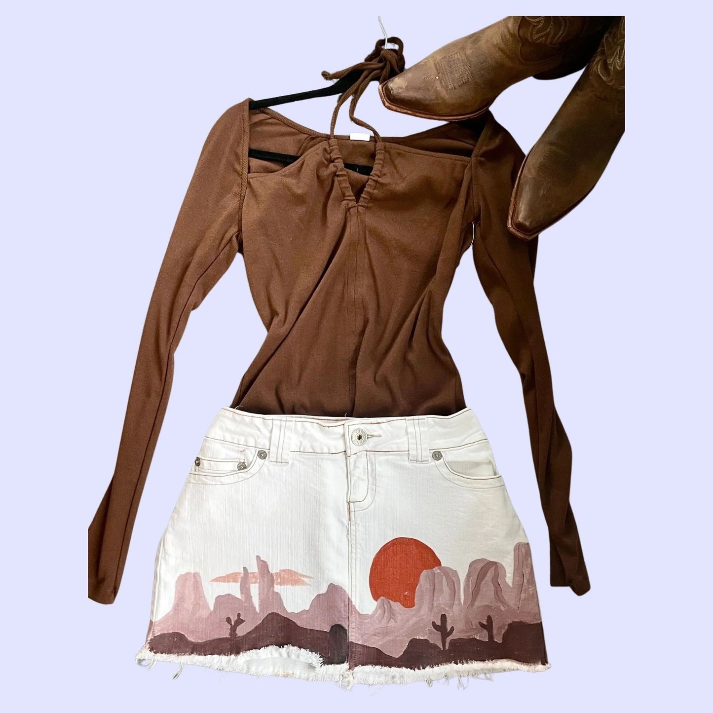 Desert Scene Mini Skirt - Hand Painted