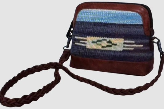 SOLD   Southwestern Purse with Braided Strap - Genuine Leather