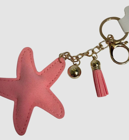 Starfish Keychain with Rhinestones in Blue and Pink