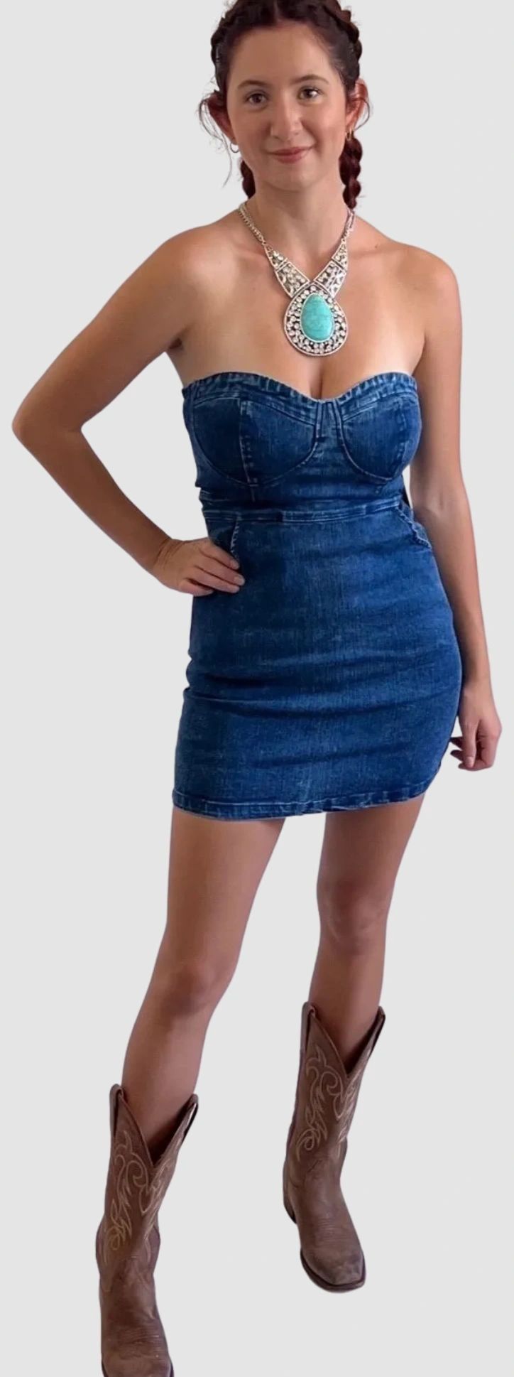 Strapless Denim Bustier Dress