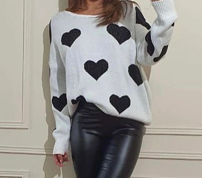 The Sweetheart Sweater ~ Keyhole Back & Black Hearts