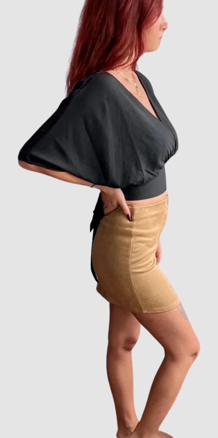 The Carissa Faux Suede Front Zip Mini Skirt