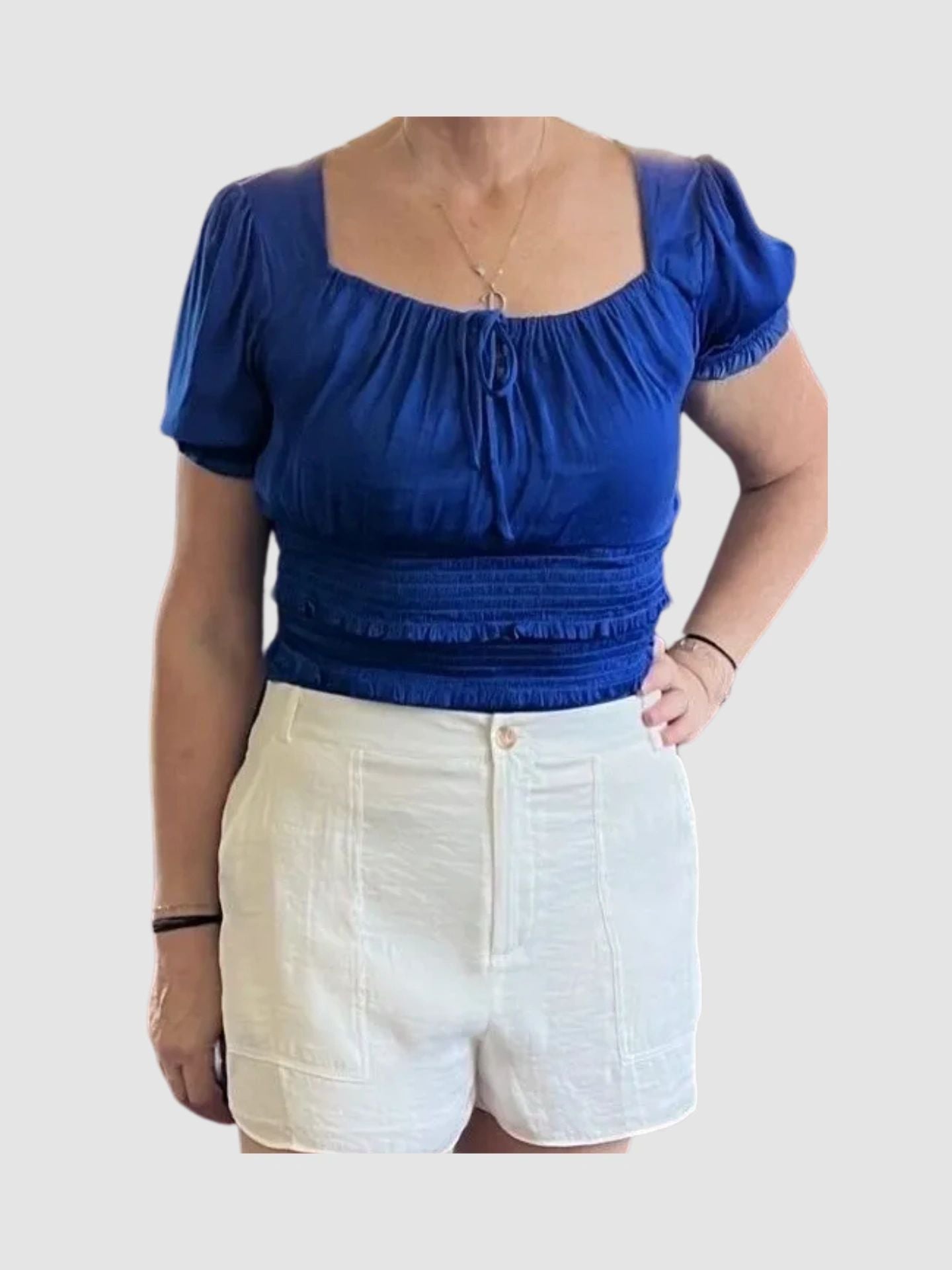 The Fallon Smocked Blouse with Drawstring