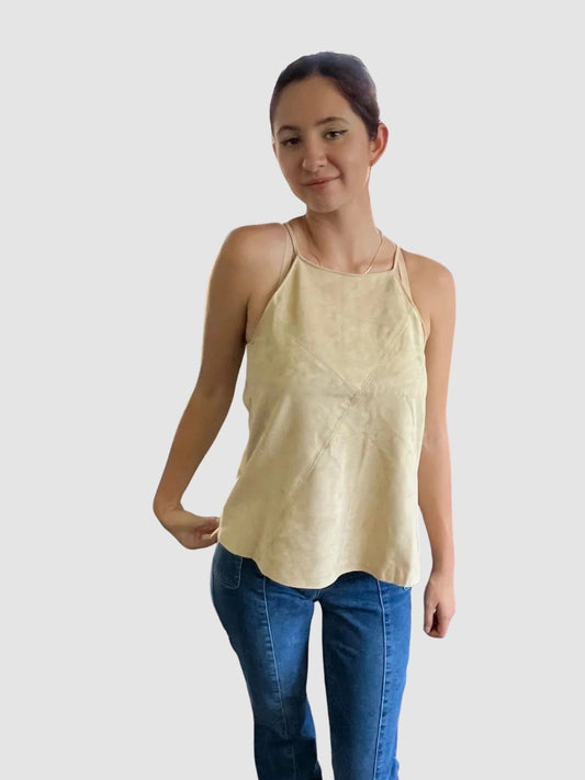 The Becky Round Neck Faux Suede Tank with Spaghetti Straps