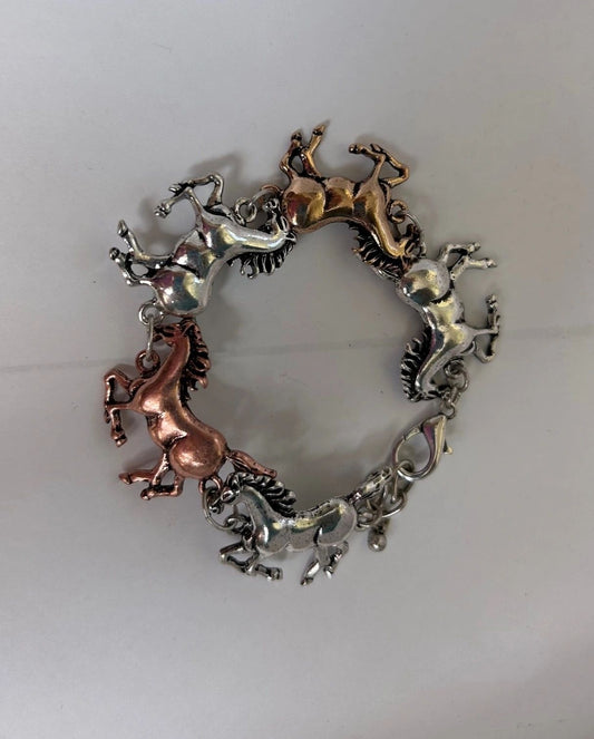 Horse Metal Bracelet in Antisilver or Multi Tone
