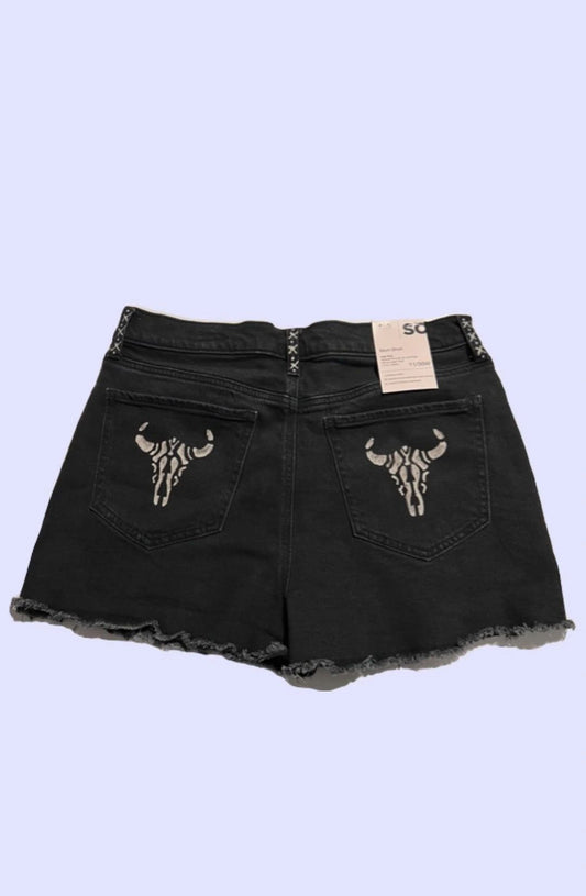 Steer Clear Black Two Toned High Rise Mom Short ~ Size 11/30 SO