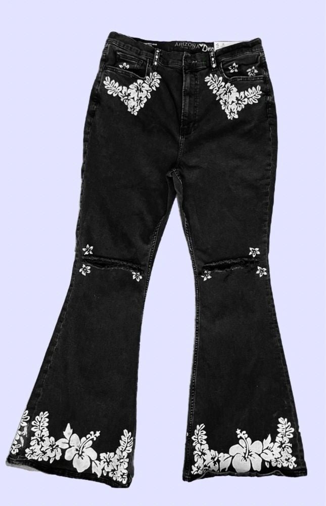 Hibiscus Heaven Flare Jeans ~ Arizona Women's Size 15