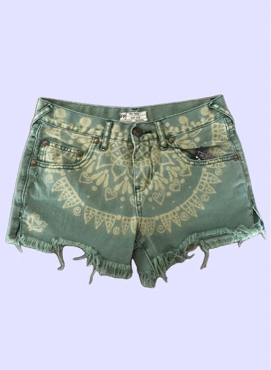 Mandala Green Shorts ~ Free People Women's Size 26/2