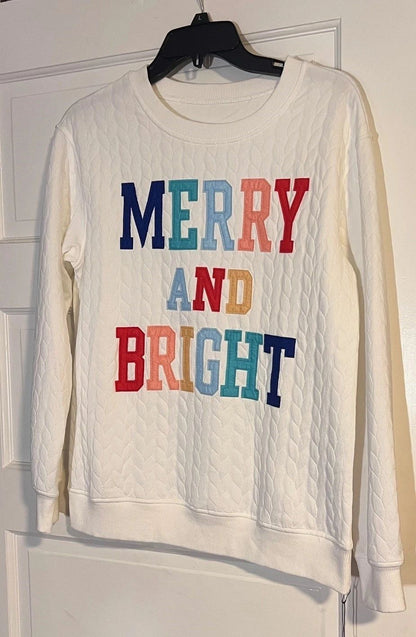 Holiday Merry and Bright Shirt / Sweatshirt with Cable Pattern