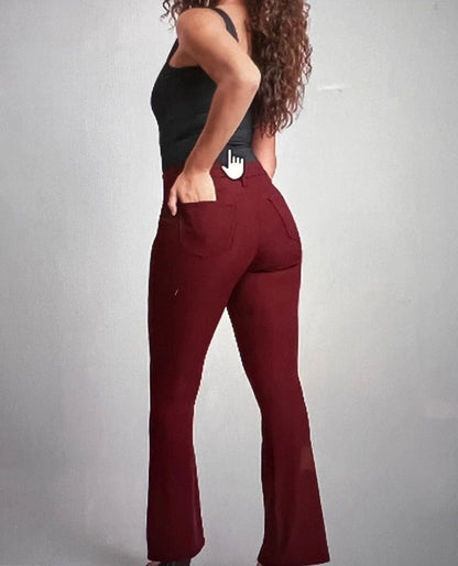 YMI Jr. Hyperstretch Forever Color High Rise Flare Dusty Rose - "The Total Babe Pant"