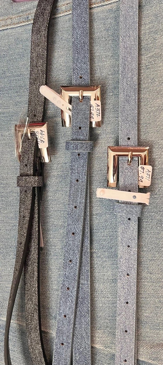 Thin Dark Blue "Denim" 3/4" Fashion Belt with Silver Hardware