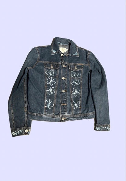 Butterfly Tree Of Life Denim Jacket ~ Calvin Klein Women's Size Small