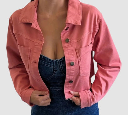 Rose Red Cropped Denim Jacket ~ Ana Women's Size Extra Small