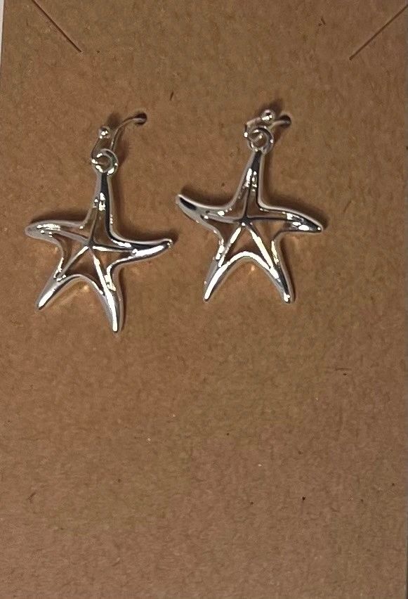 Silver Starfish Dangle Earrings