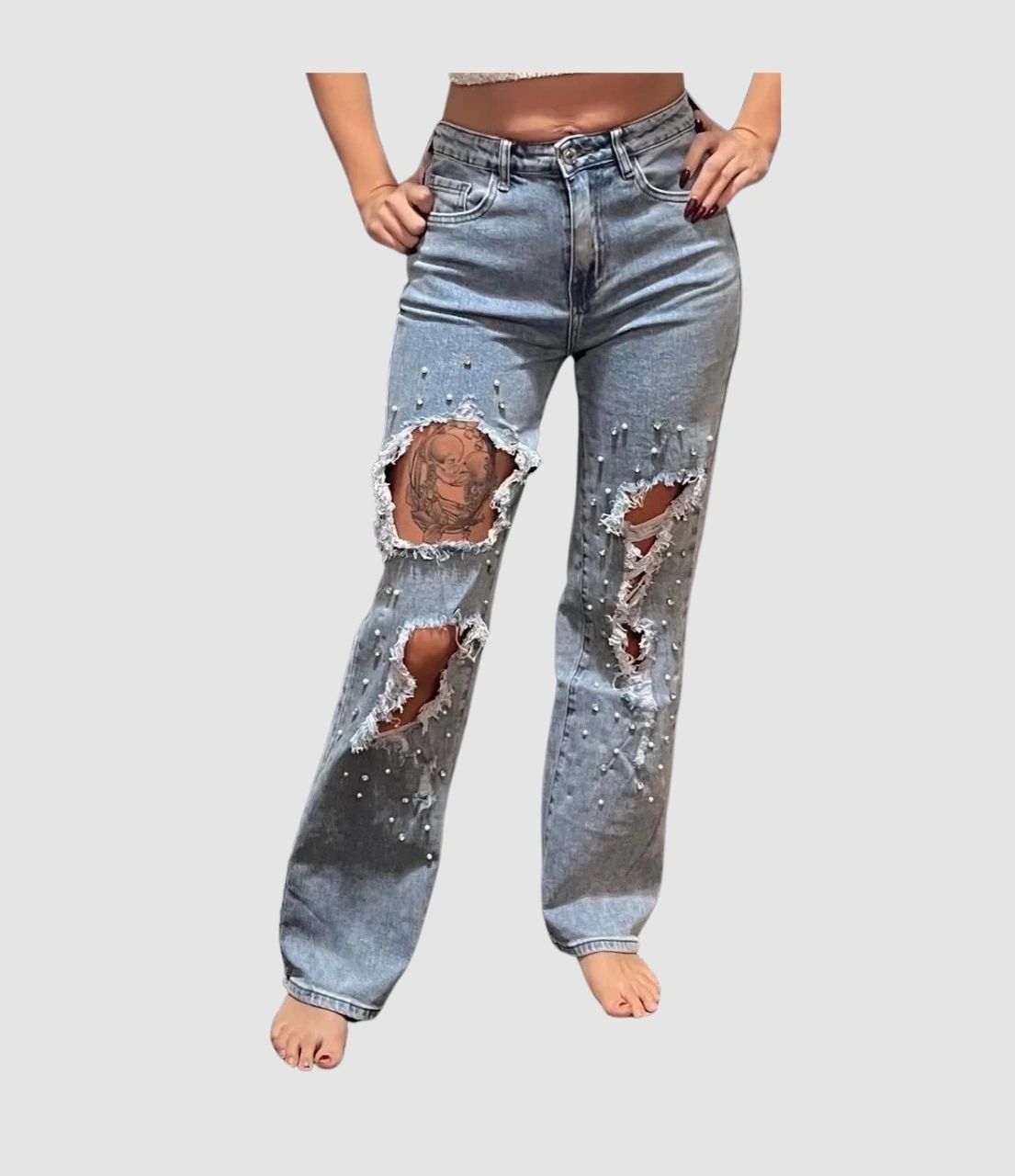 Dakota Rhinestone and Pearl Jeans by ITOO