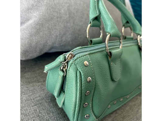 Small Turquoise Studded Handbag