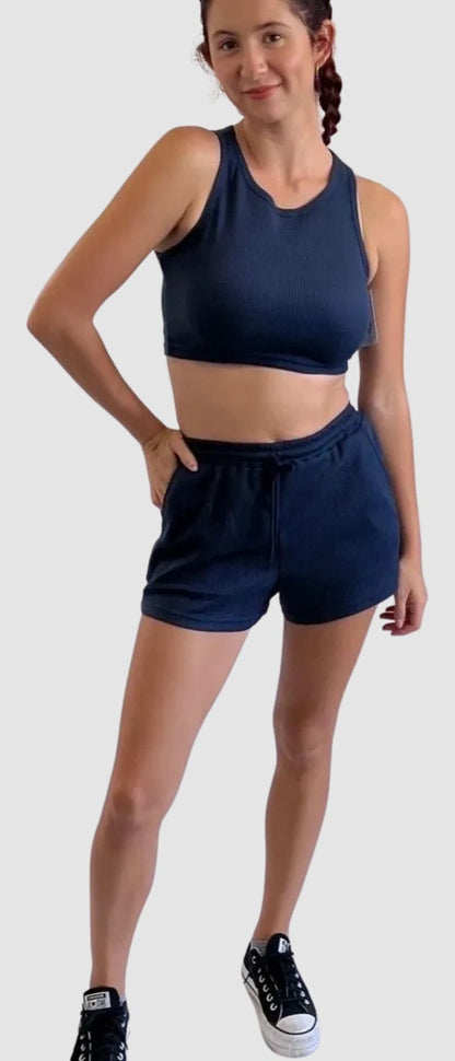 Lounge Short Set ~ Navy Waffle