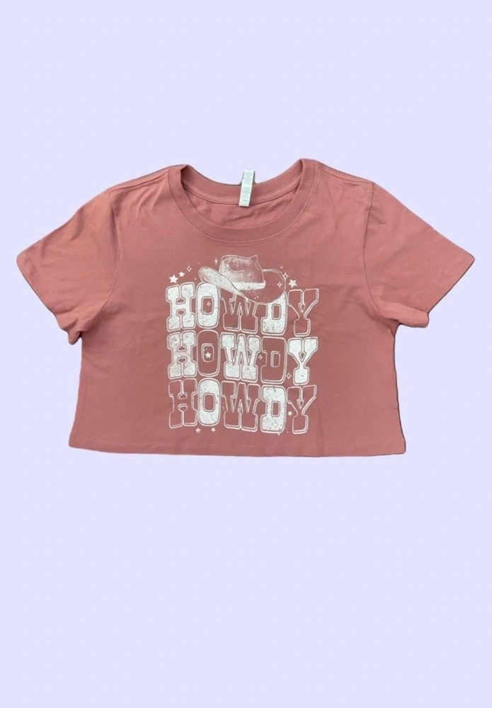 Howdy Coral Cropped T-Shirt