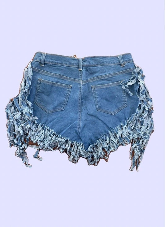 Shredded Fringe Short Shorts Non-Decorated