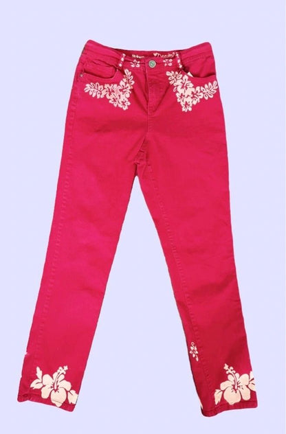 Hibiscus Heaven Red Jeans