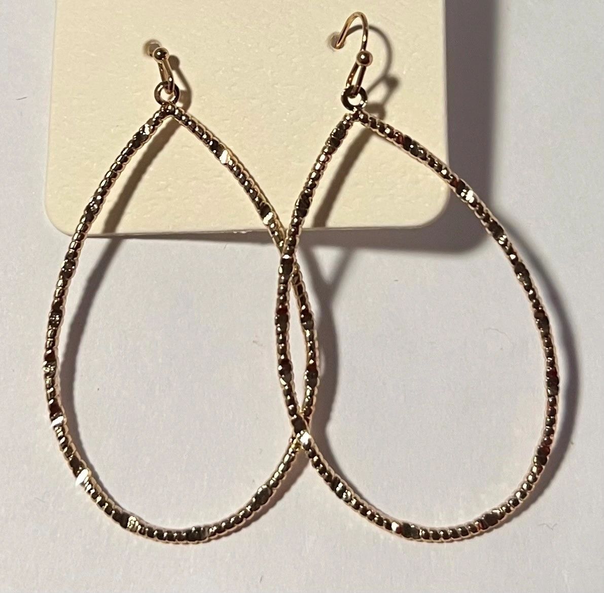 Teardrop Etched Dangle Earrings in Silver, Gold and Black