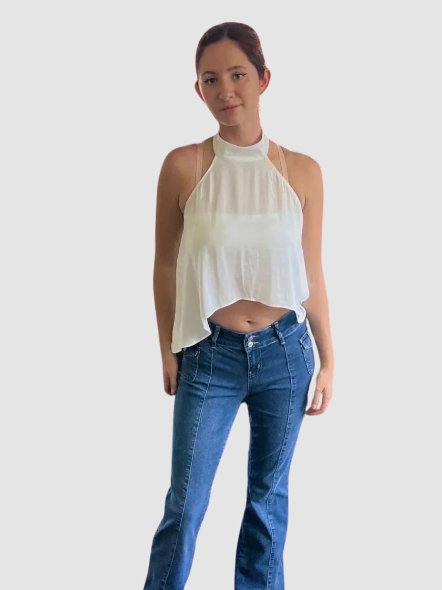 The Haley Mock Neck High Low Halter Top