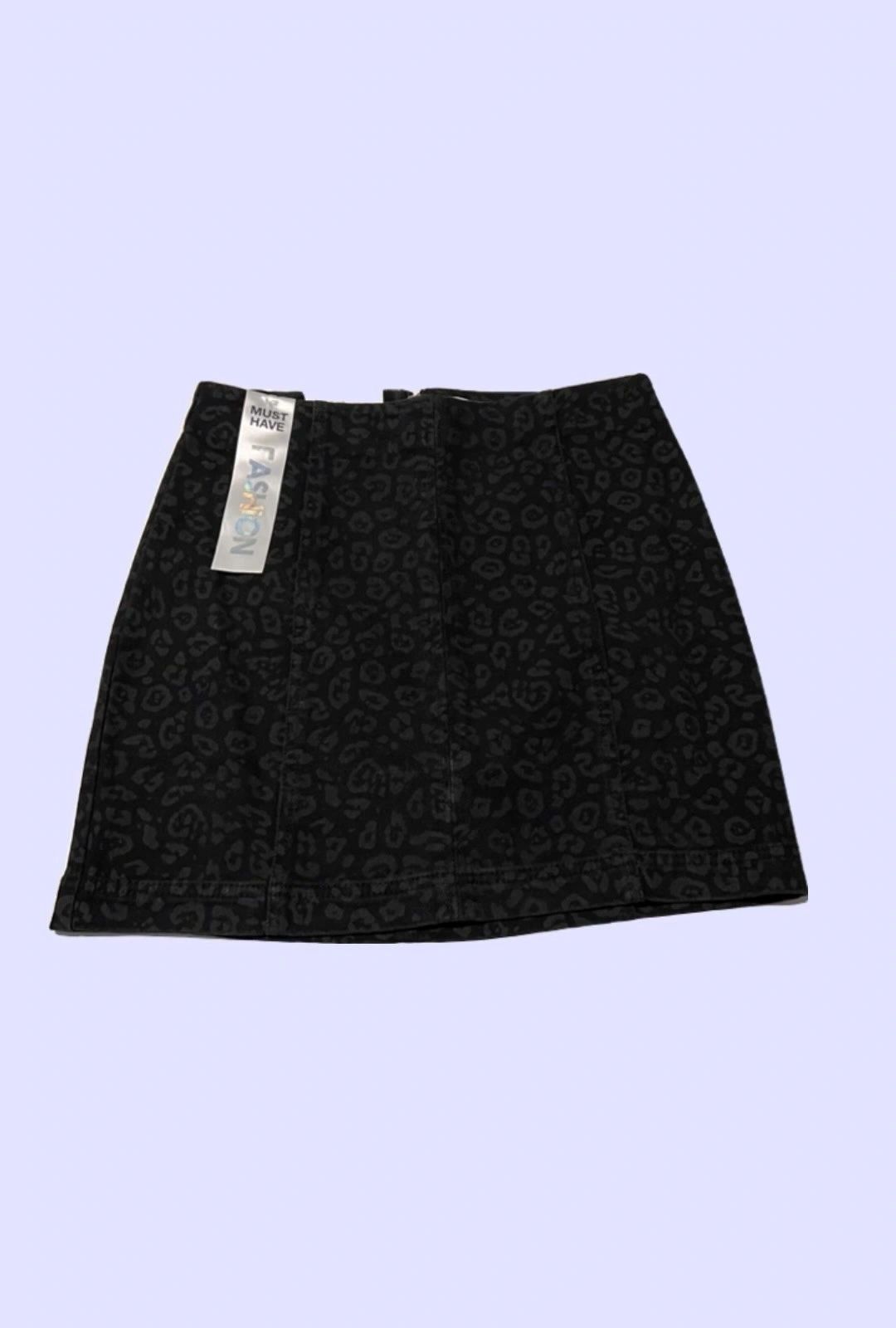 Cheetah Denim  Mini Skirt