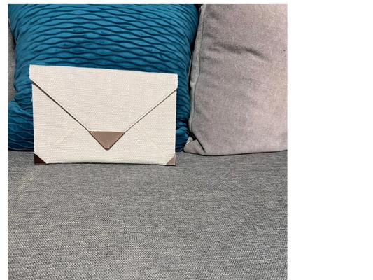 Linen Envelope Clutch with Gold Hardware by Handbag Republic