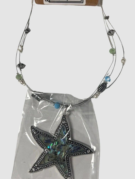 Abalone Starfish Necklace with Colorful Beads