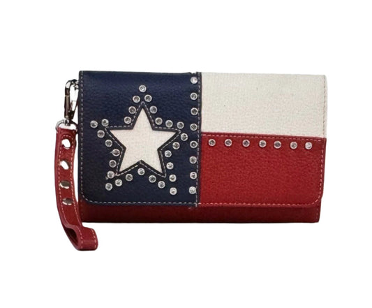 Lonestar Wallet with Wristlet and Adjustable Crossbody Straps - Crystals