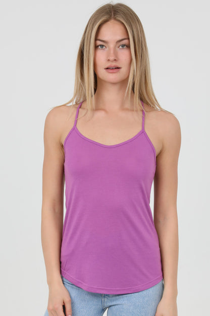 Eclipse Racerback Tank in Light Grey, Charcoal Grey and Magenta Pink