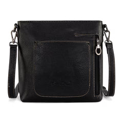 Concealed carry pocket on black western crossbody